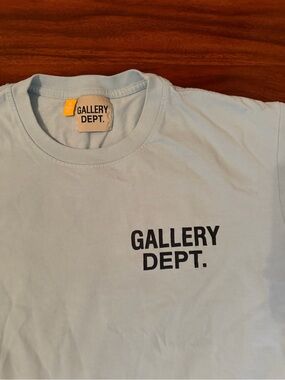 Gallery Dept sky blue tee with black chest logo